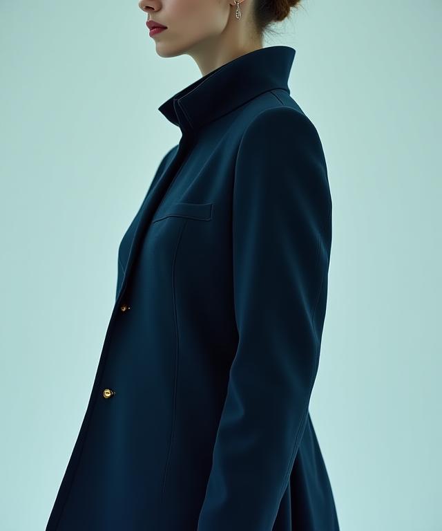 Costume structuré aux lignes abstraites, bleu nuit