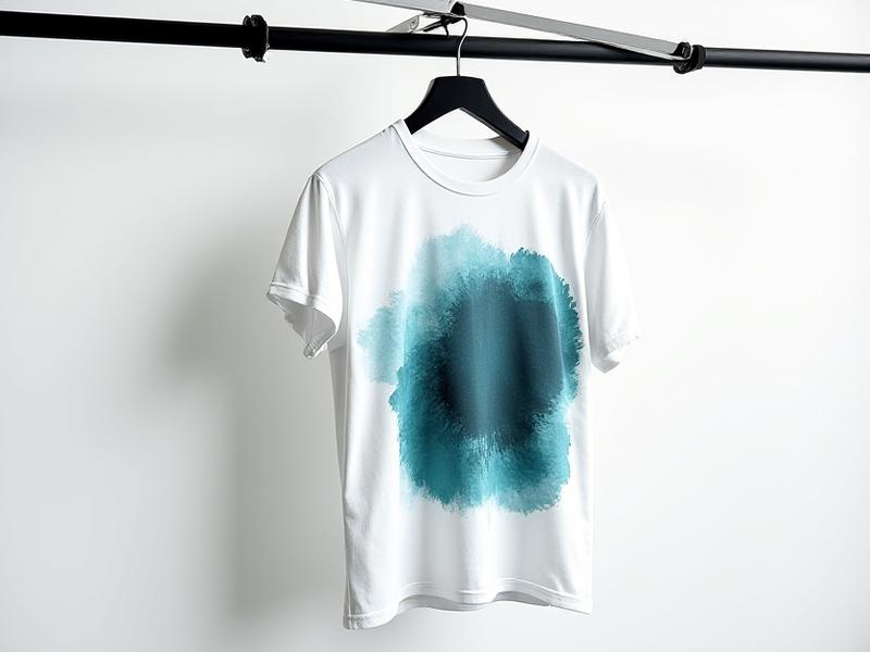 Tee-shirt blanc avec imprimé abstrait bleu glacier