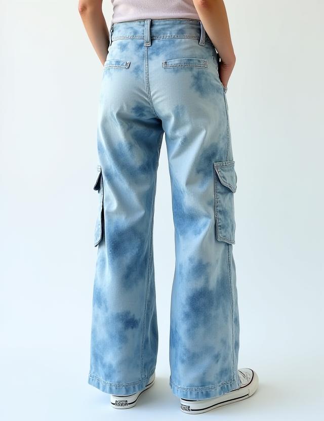 Pantalon Cargo à Motifs Abstraits Froids