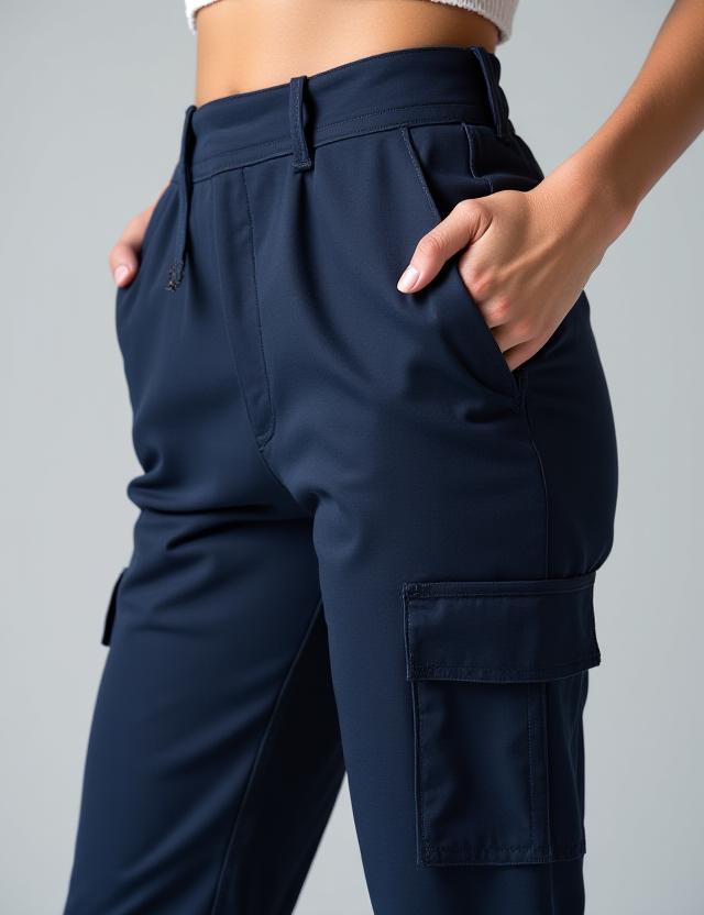 Pantalon Cargo Bleu Minuit Coupe Fuselée
