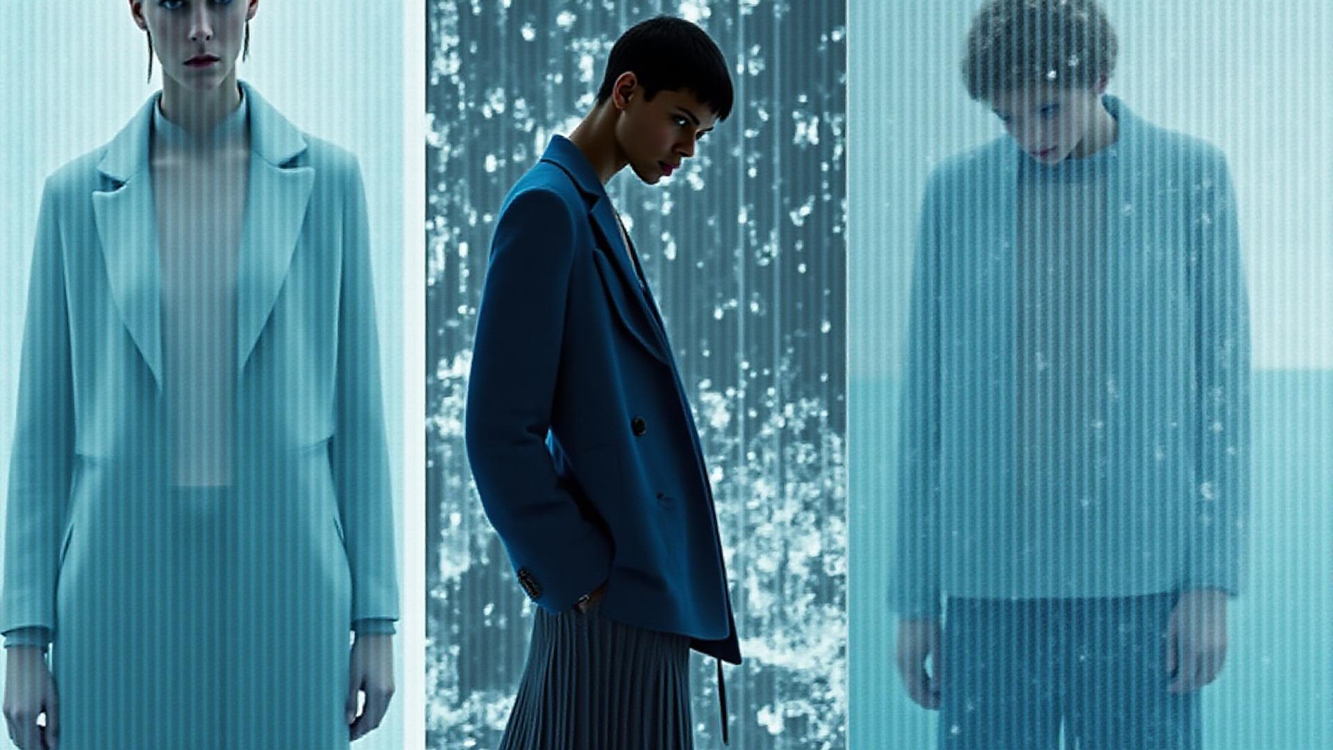 Collage artistique des tendances mode Borealis Threads 2026 featuring textures nordiques et silhouettes minimalistes